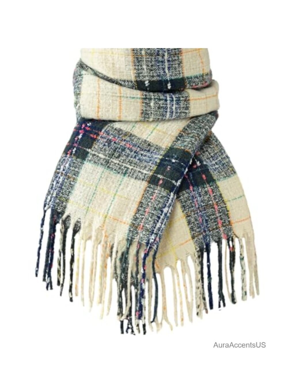 Oversized Plaid Pashmina Scarf Wrap for Women